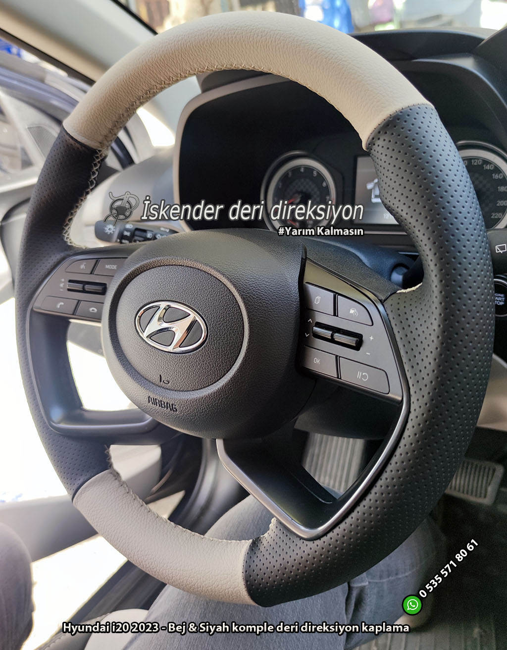 Hyundai Bayon deri direksiyon kılıfı