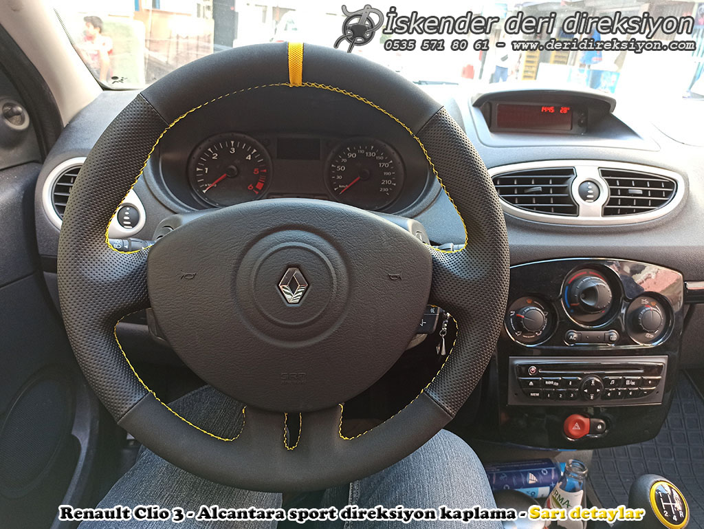 Renault Clio 3 deri direksiyon kılıfı